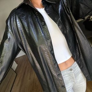 Zara faux, leather textured Shacket